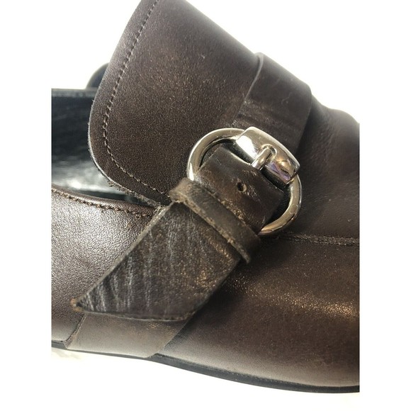 Gucci Mens Brown Leather Buckle Slip-On Loafers Size 8.5 D 170337 Made in Italy main image 12